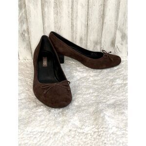 Ecco Suede Brown Pumps With Bow Size 7.5 / 38